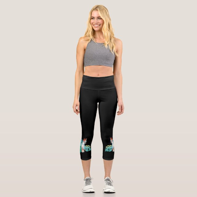 Leggings Capri Perroquet de Cockatoo haut taille (Recto)