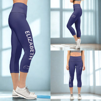 Leggings Capri Personalized Pilates Crew Reformer / Mat Blue