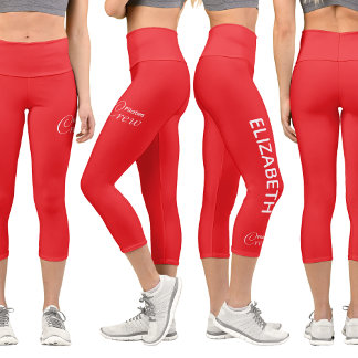 Leggings Capri Personalized Pilates Crew Reformer / Mat Red