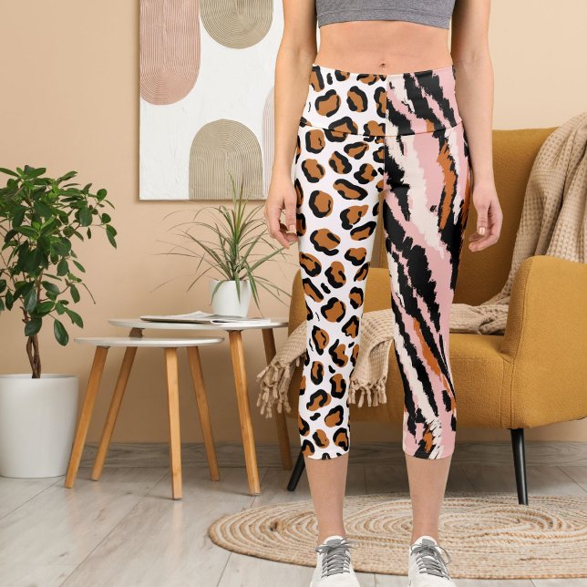 Leggings Capri Personnalisé Big Cat Photo Motif Wild Animal (Créateur téléchargé)