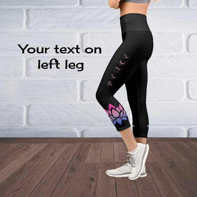 Leggings Capri Personnalisé chic lotus fleur chic texte personnal (Créateur téléchargé)