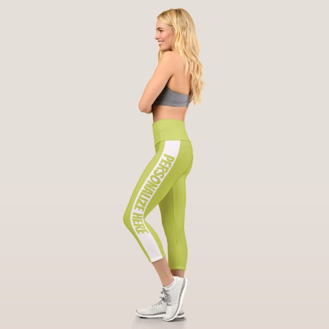 Leggings Capri Personnalisé vert rayé (Gauche)