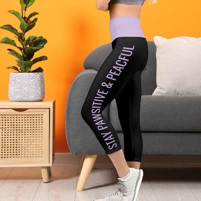 Leggings Capri Personnaliser Animaux de compagnie Purple Black Gr (Créateur téléchargé)