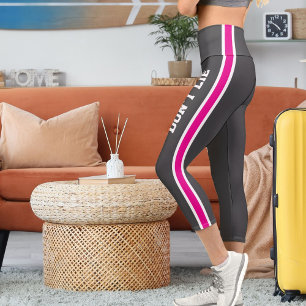 Leggings Capri Personnaliser le nom personnalisé Blanc chaud rose