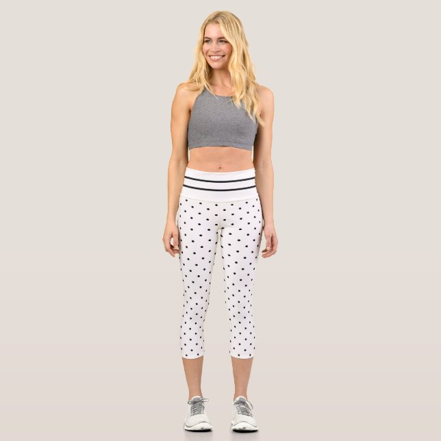 Leggings Capri Petit Polka Point Noir Blanc Avec Des Rayures Capr (Recto)