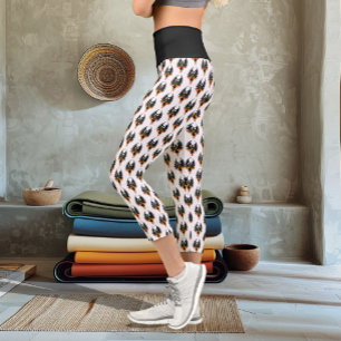 Leggings Capri Phénix Ardente Oiseau de Feu Tribal Noir Flammes