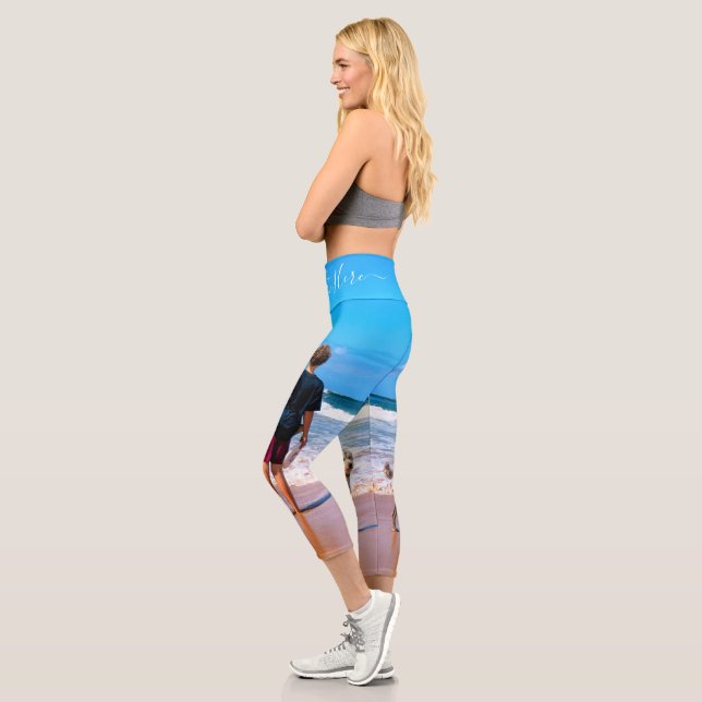 Leggings Capri Photo et texte personnalisés - Votre propre design (Gauche)