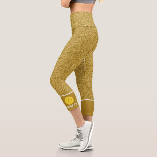 Leggings Capri Pickleball Design Gold Parties scintillant Imprime