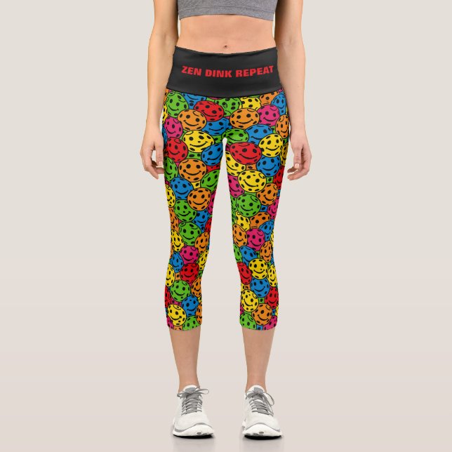 Leggings Capri Pickleball Yoga Zen DINK RÉPÉTER (Recto)