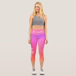 Leggings Capri Plage Personnalisée S'Il Vous Plaît Orange Rose Om