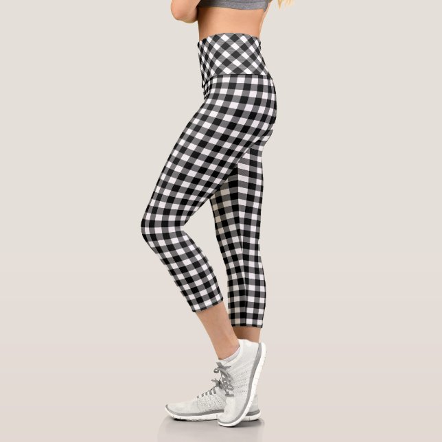 Leggings Capri Plaid de buffle noir et blanc (Gauche)