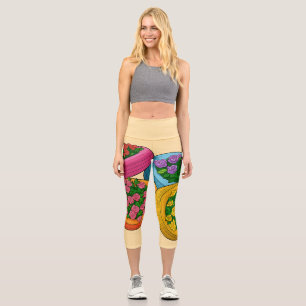 Leggings Capri Planteurs De Pneus Colorés – Jardin Floral Lumineu