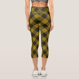 Leggings Capri Plaque noire jaune tartan MacLeod