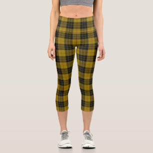 Leggings Capri Plaque noire jaune tartan MacLeod