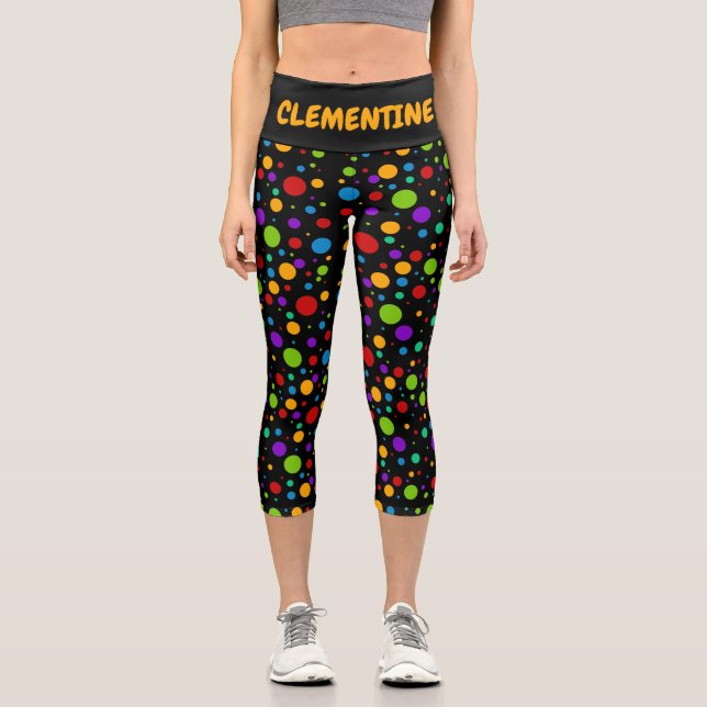 Leggings Capri Point Polka arc-en-ciel personnalisé (Recto)