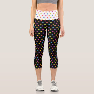 Leggings Capri Points colorés sur fond blanc et noir