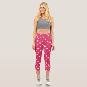 Leggings Capri points roses et blancs