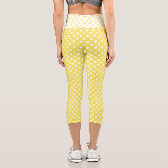 Leggings Capri Pois blancs sur Maize Arrière - plan jaune (Verso)