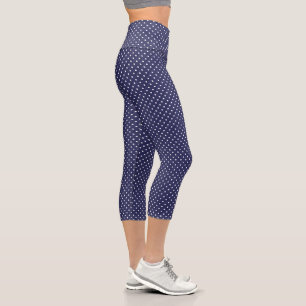 Leggings Capri Pois de la Marine bleu et blanc