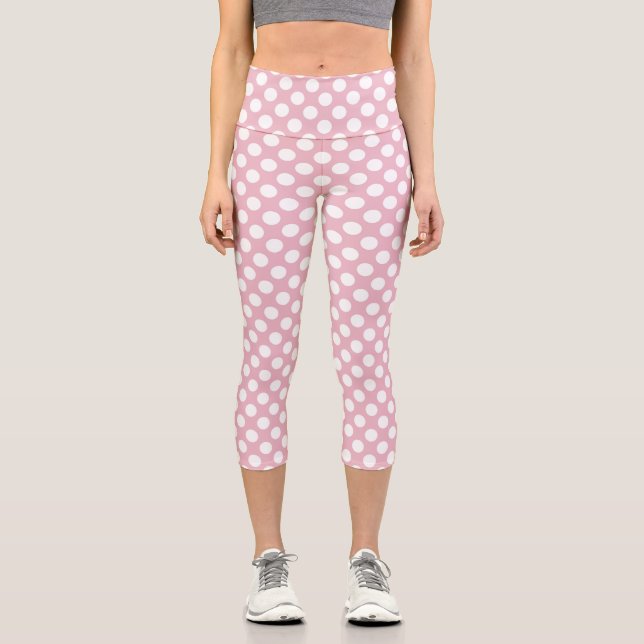 Leggings Capri Pois roses, Motif Pointe Polka, Points, Pointe (Recto)