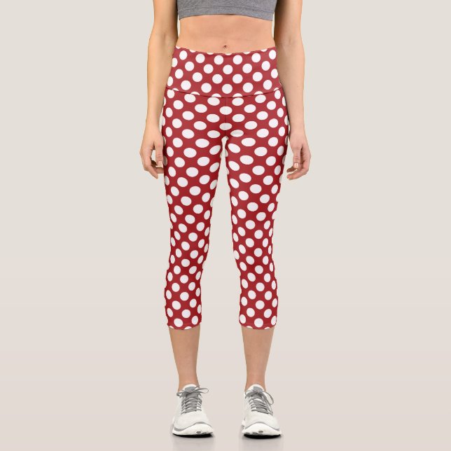 Leggings Capri Pois rouges, Motif à points polka, points, pointil (Recto)