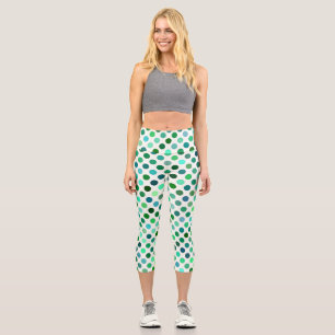Leggings Capri Pois verts et bleus Motif sans couture