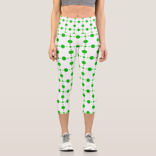 Leggings Capri Pois verts, Motif à points Polka, points, pointill