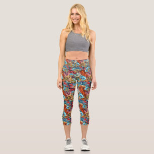 Leggings Capri Poissons Tropicaux Couleurs Été Vibes