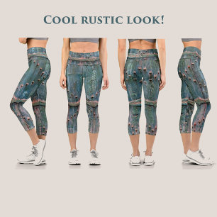 Leggings Capri Porte en bois décoratif cool