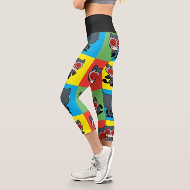 Leggings Capri Poses de caractères Chibi Catwoman (Gauche)