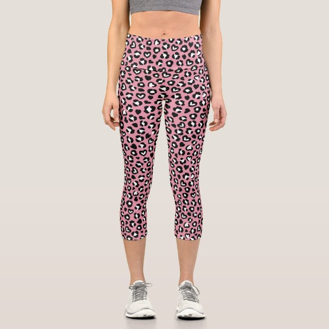 Leggings Capri Poster de animal, Léopard Rose, Zones De Cheetah,  (Recto)