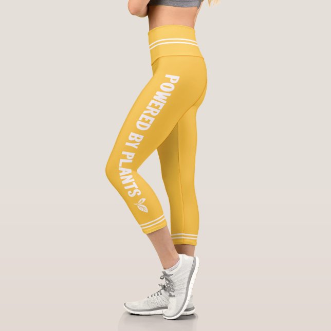 Leggings Capri Powered by plante Vegan jaune vif minimal (Gauche)