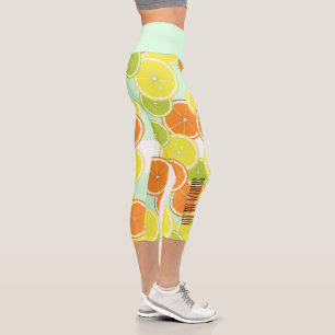 Leggings Capri Pressez La Journée - Fruit Citrique Coloré Élégant