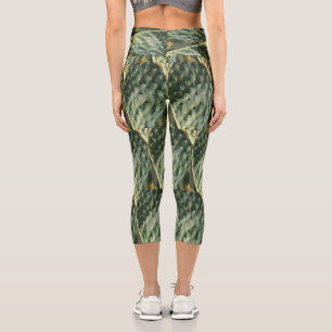 Leggings Capri Prickly Pear Texture Pale Green