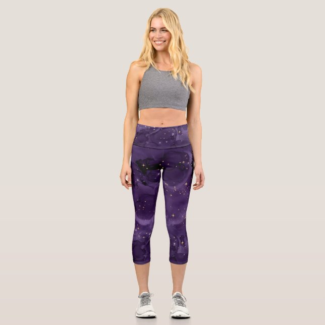 Leggings Capri Purple Galaxy Series Design 8 (Recto)