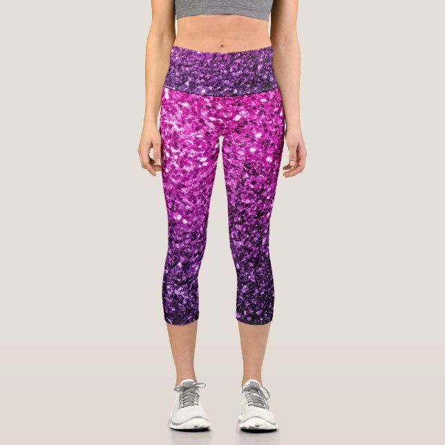Leggings Capri Purple Pink Ombre faux parties scintillant scintil (Recto)