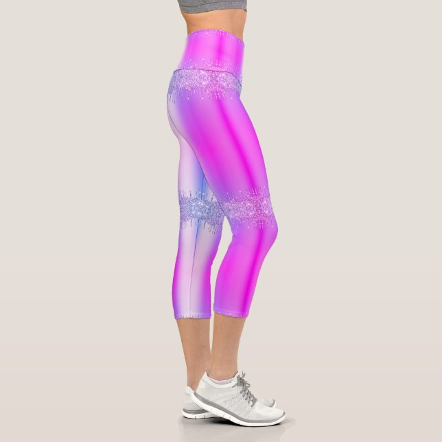 Leggings Capri Purple rose Neon Parties scintillant  Lèvres Capri (Droite)