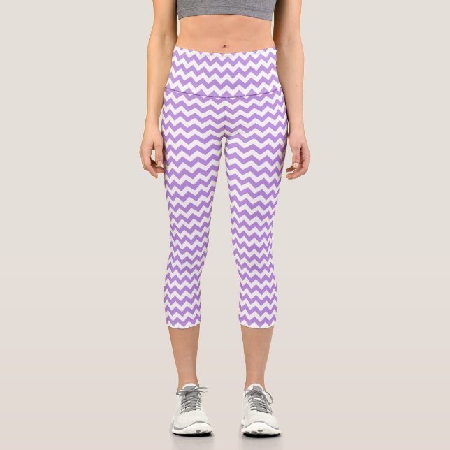 Leggings Capri Purple Zigzag, Purple Chevron, Motif géométrique (Recto)
