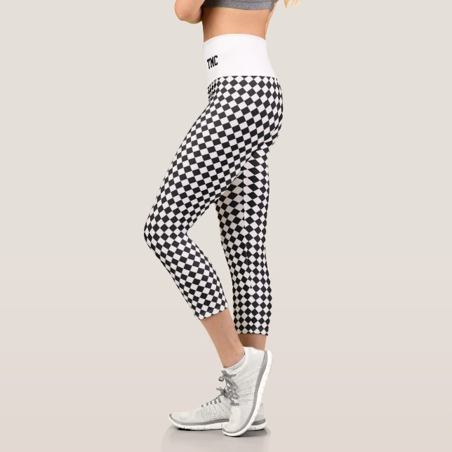Leggings Capri Racing noir blanc Checker indicateur Initiales per (Gauche)
