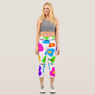 Leggings Capri Rainbow flower pride amour ajouter nom texte lqbtq