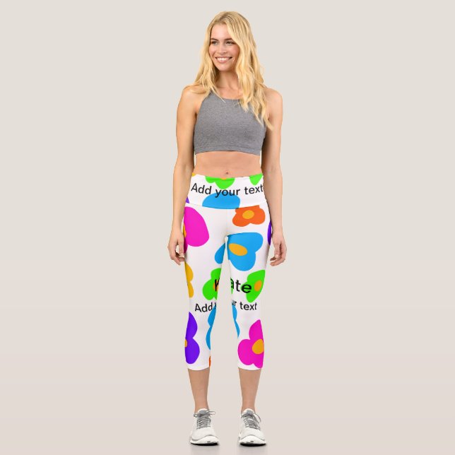 Leggings Capri Rainbow flower pride amour ajouter nom texte lqbtq (Recto)