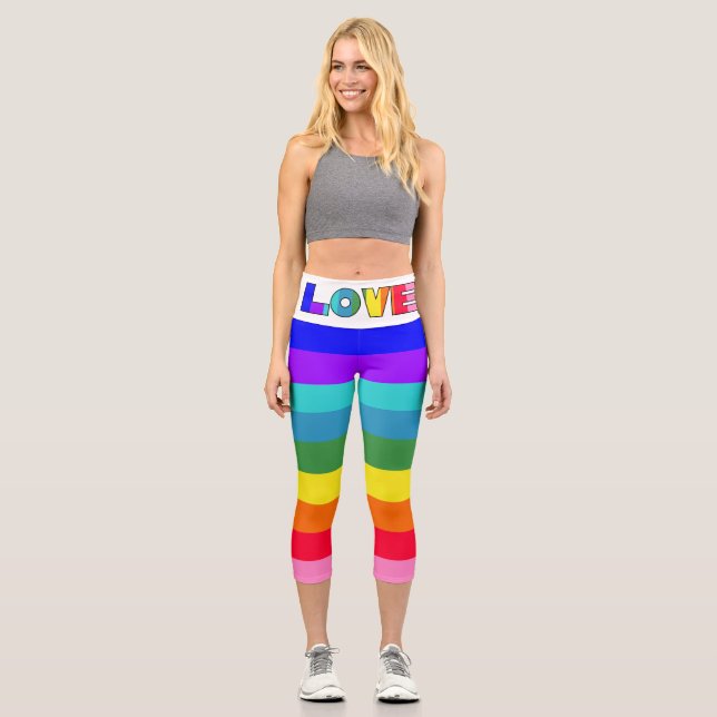 Leggings Capri Rainbow Stripes Love (Recto)