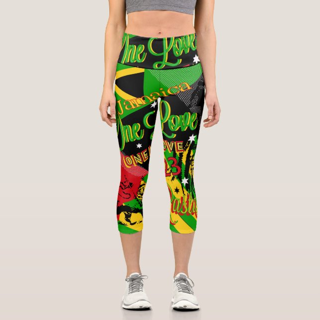 Leggings Capri Rasta Reggae Party Capris haut-loué (Recto)