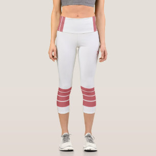 Leggings Capri Rayures Rétro Roses et Texte sur Minimaliste
