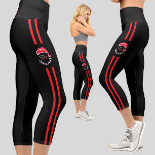 Leggings Capri Red Black Père Noël Noël