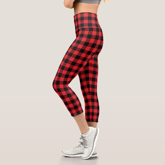 Leggings Capri Red Flannel Buffalo Check Motif (Gauche)