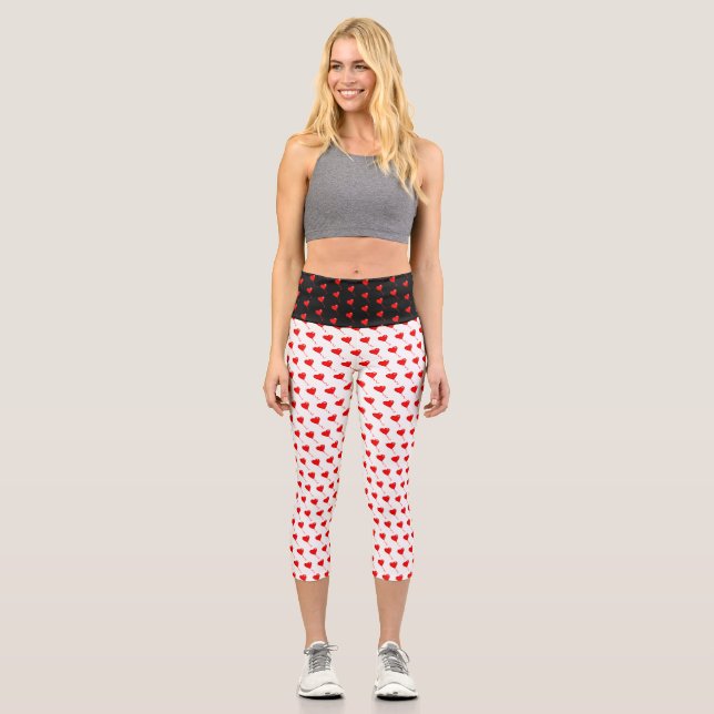 Leggings Capri Red Heart Girl Fun Chic Balloon Motif Blanc (Recto)