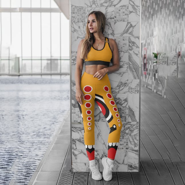 Leggings Capri Red Orange Tiki (Créateur téléchargé)