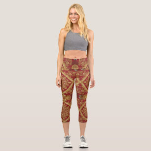 Leggings Capri Regal Activewear : Mara Trompette Ornée Rouge Doré