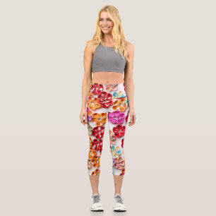 Leggings Capri Ressort tissu cousu artisanal Fleurs Multicolor